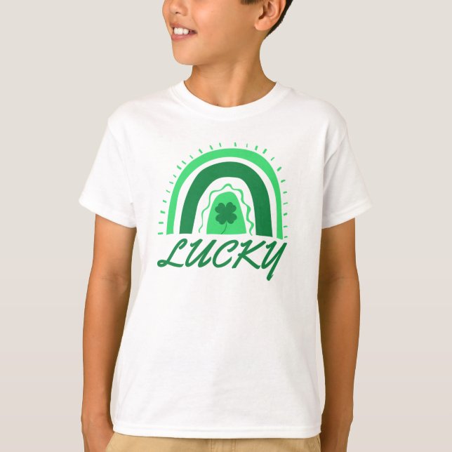 Lucky Shamrock Rainbow St Patrick's T-Shirt (Framsida)