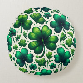 Lucky Shamrock St. Patrick’s Day Round Pillow Rund Kudde