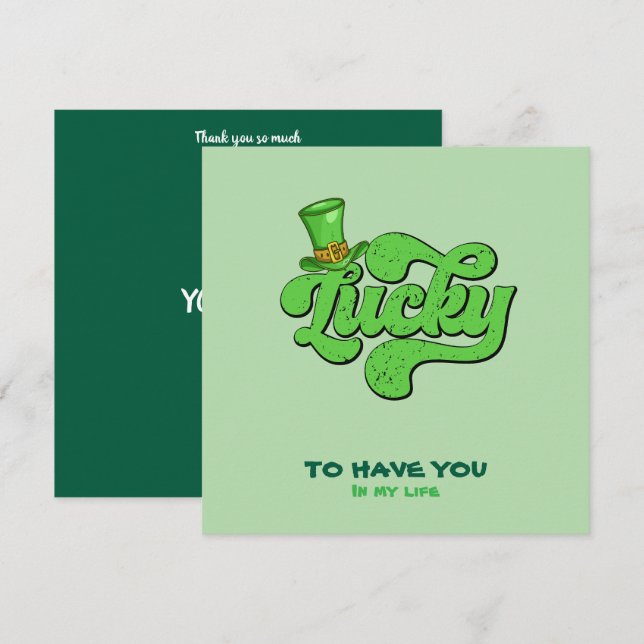 Lucky Shamrock St. Patrick's Day Flat Card Tack Kort (Fram/baksida)
