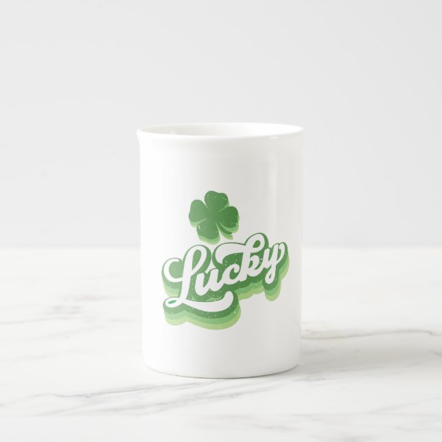 Lucky Shamrock St patrick's day Irish Benporslin Mugg (Framsidan)