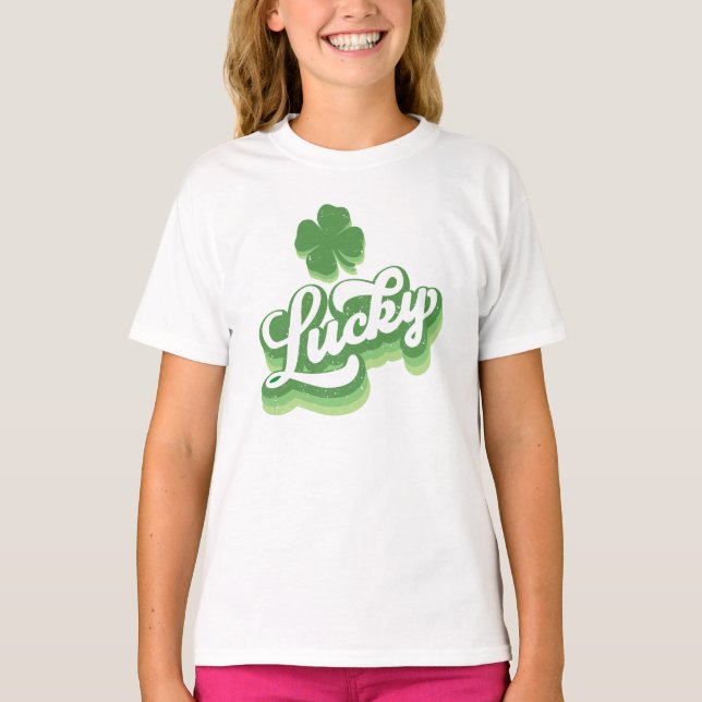 Lucky Shamrock St patrick's day Irish T Shirt (Framsida)