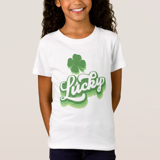 Lucky Shamrock St patrick's day Irish T Shirt (Framsida)