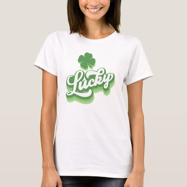 Lucky Shamrock St patrick's day Irish T Shirt (Framsida)