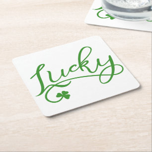Lucky Shamrock St patricks day Underlägg Papper Kvadrat