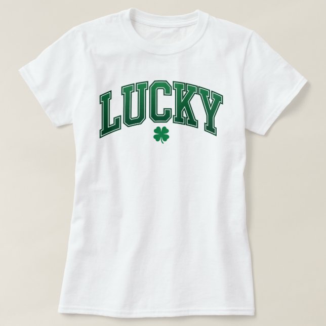 Lucky Shamrock Varsity | Retro St Patrick's Day T Shirt (Design framsida)