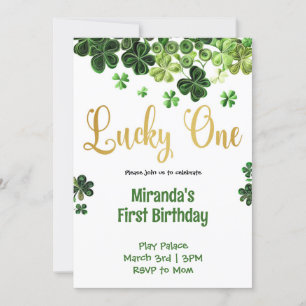 Lucky Shamrocks första födelsedagsinbjudan Inbjudningar