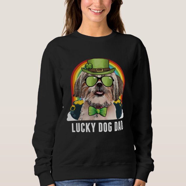 Lucky Shih Tzu Dog Dad St Patricks Day T Shirt (Framsida)