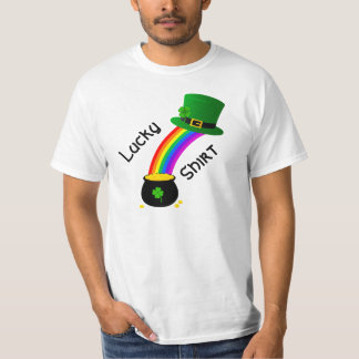 Lucky Shirt with rainbow and pot of gold. Tee