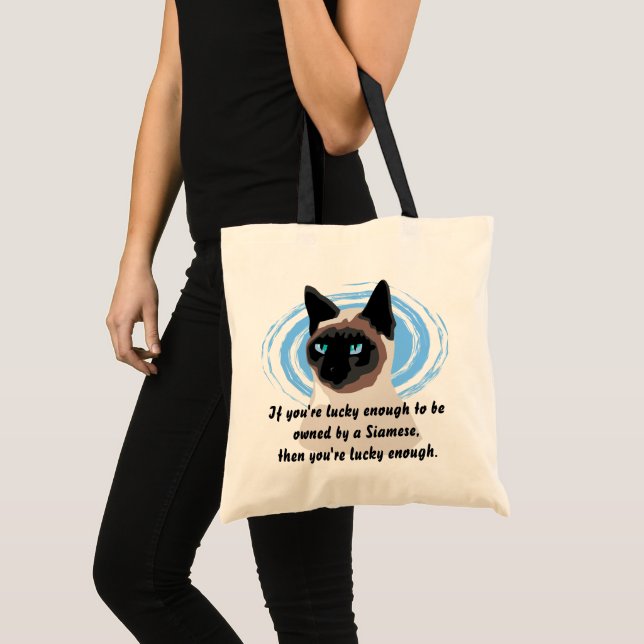 Lucky Siamese Owner Tote Bag Tygkasse (Framsida (produkt))