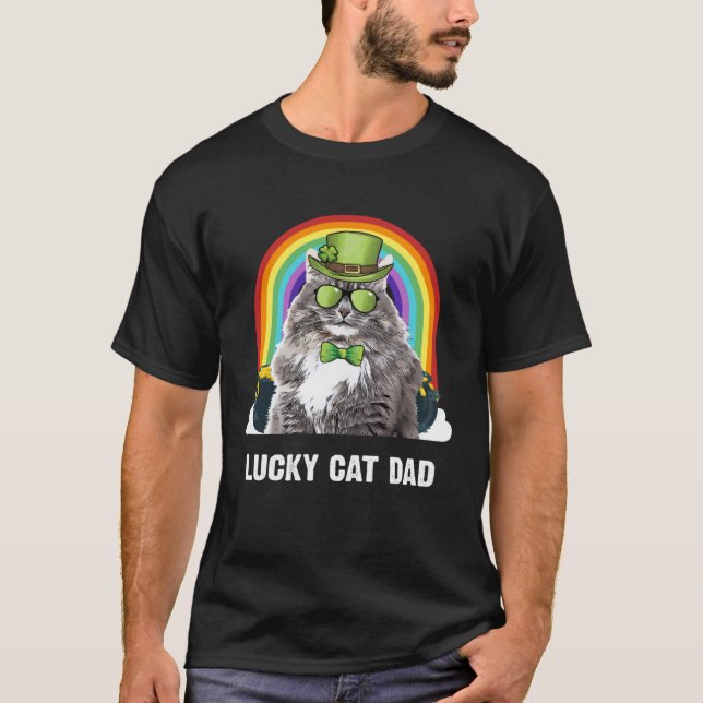 Lucky Siberian Cat Dad St Patricks Day T Shirt (Framsida)