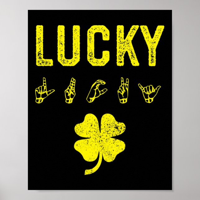 Lucky Sign Language Deaf Awareness St Patricks Day Poster (Framsidan)