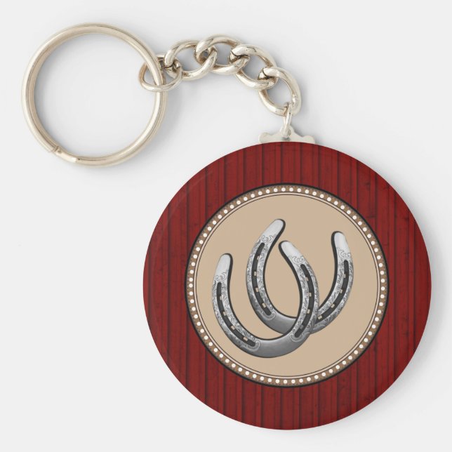 Lucky Silver Horseshoes Westerna Stil Nyckelring (Framsidan)