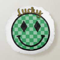 Lucky Smiley face Grönt Guld Kontrollerad Lycklig 
