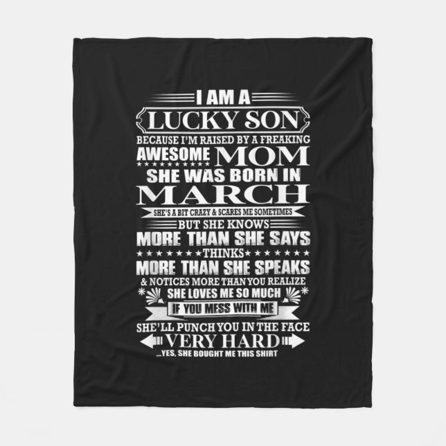 Lucky Son som fått ett gåva från Fantastisk Mamma  Fleecefilt (Framsidan)