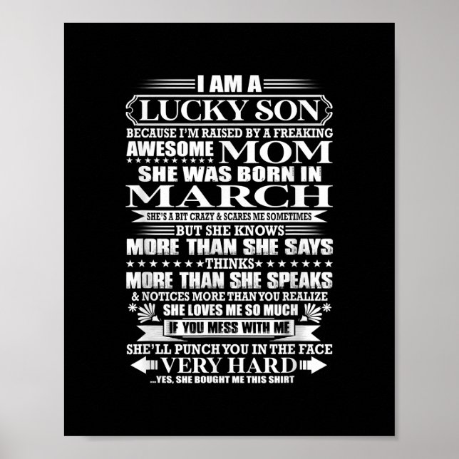 Lucky Son som fått ett gåva från Fantastisk Mamma  Poster (Framsidan)
