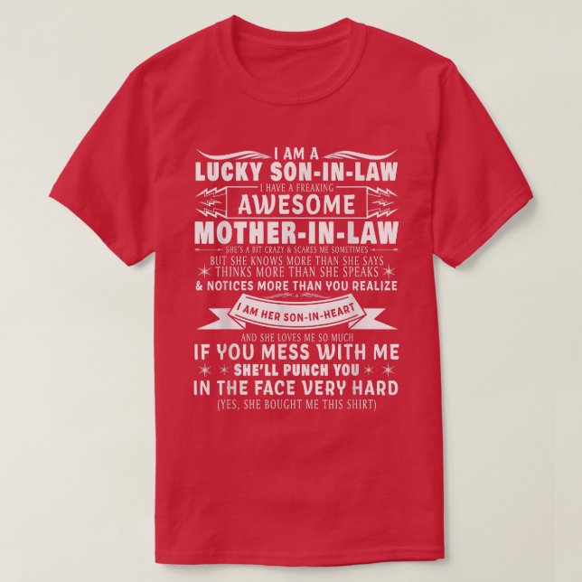 Lucky SonIn Law of Svärmor FUNNY Mor of Th T Shirt (Design framsida)