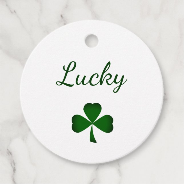 Lucky St. Patrick Day Grönt Shamrock Gåvor Etiketter (Framsida)