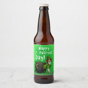 Lucky St. Patrick Day Hund Ölflaska Etikett