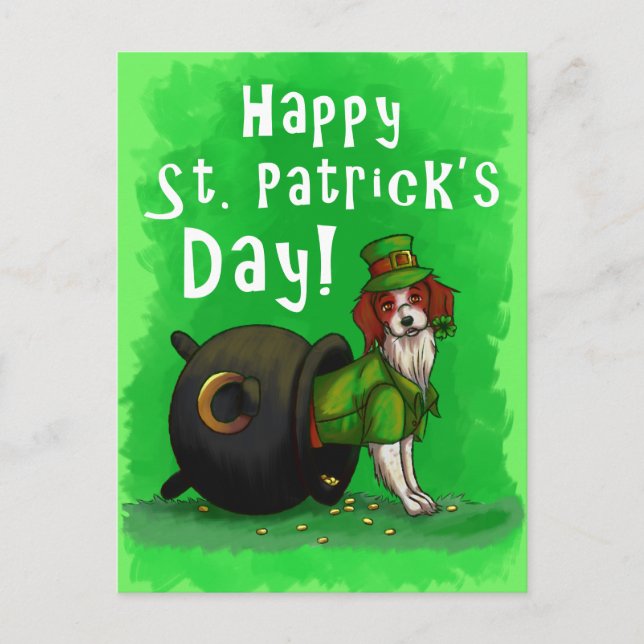 Lucky St. Patrick Day Hund Vykort (Framsida)