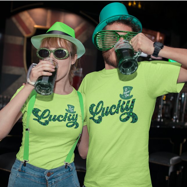 Lucky St Patrick Leopard Leprechaun Hat Shamrock T Shirt (Skapare uppladdad)