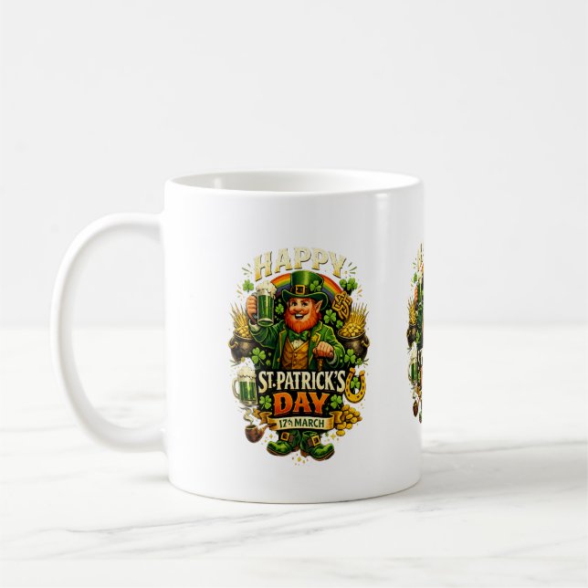 Lucky St. Patrick’s Day Green Shamrock Mug – Irish Kaffemugg (Vänster)