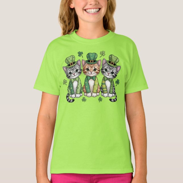 Lucky St. Patrick’s Day Kittens-47474 T Shirt (Framsida)