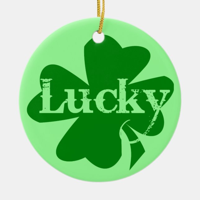 Lucky St. Patricks Day Charm Julgransprydnad Keramik (Framsidan)