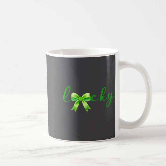 Lucky, St.patricks Day Coquette,shamrock Funny  Kaffemugg (Höger)
