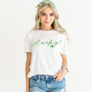 Lucky St. Patrick's Day Cute Grönt Script Shirt T