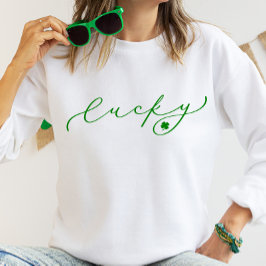 Lucky St. Patrick's Day Cute Grönt Script T Shirt
