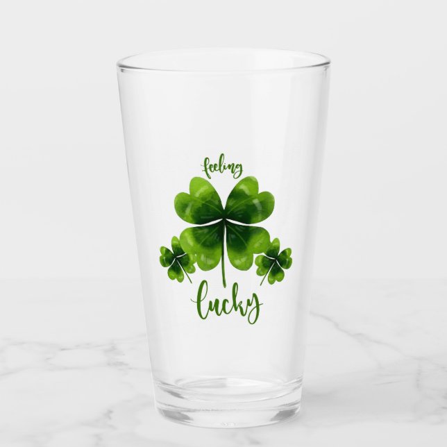 Lucky St patrick's day Glass med Shamrock Glaskopp (Framsida)