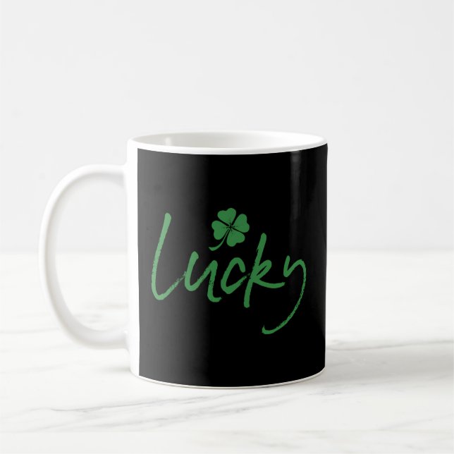 Lucky St patrick's day Irish Shamrock 4 Löv Clove Kaffemugg (Vänster)
