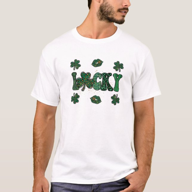 Lucky St. Patricks Day Läppar T Shirt (Framsida)