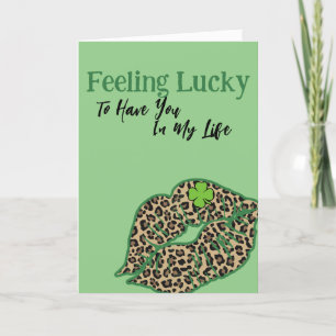 Lucky St. Patrick's Day Leopard Grönt Card Tack Kort