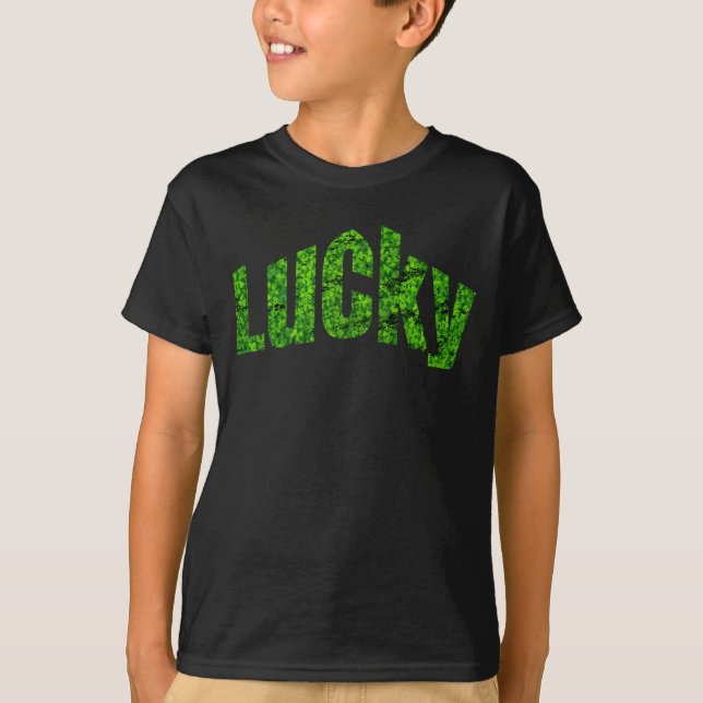 Lucky St. Patricks Day Shamrock Boys T Shirt (Framsida)