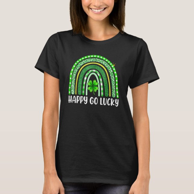 Lucky St Patricks Day Shamrock Rainbow Irish Cool  T Shirt (Framsida)