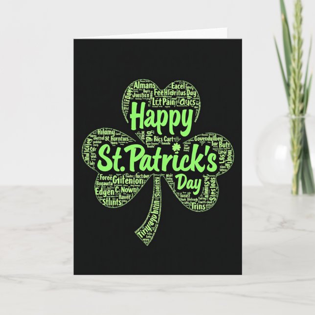 Lucky St Patricks Day Text Art Card Kort (Framsida)