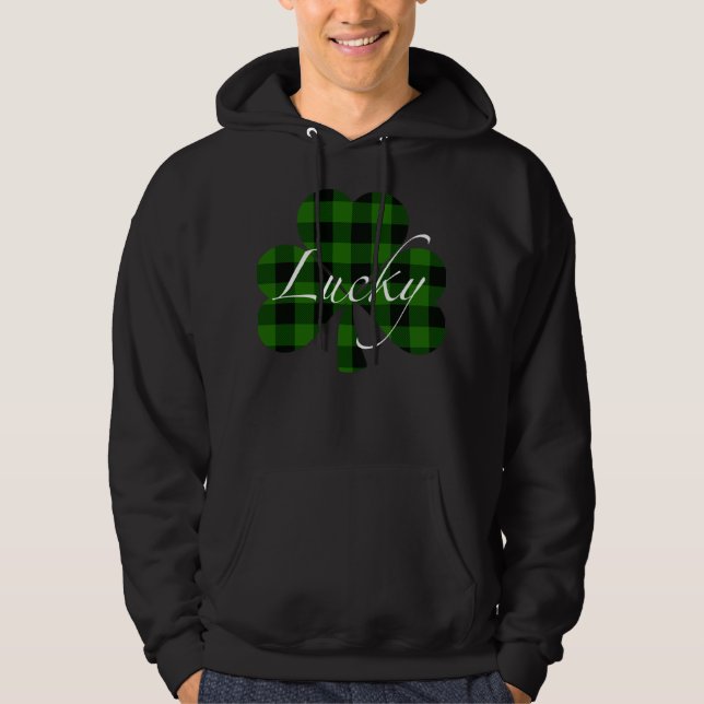 Lucky St. Pattys Shamrocks | Utbetald grönt Hoodie (Framsida)