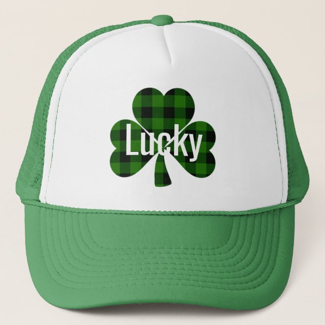 Lucky St. Pattys Shamrocks | Utbetald grönt Keps (Framsida)