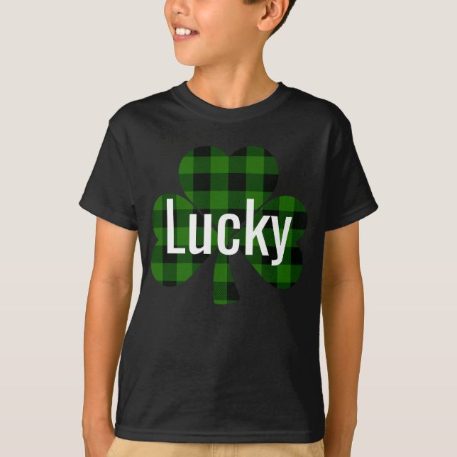 Lucky St. Pattys Shamrocks | Utbetald grönt T Shirt (Framsida)