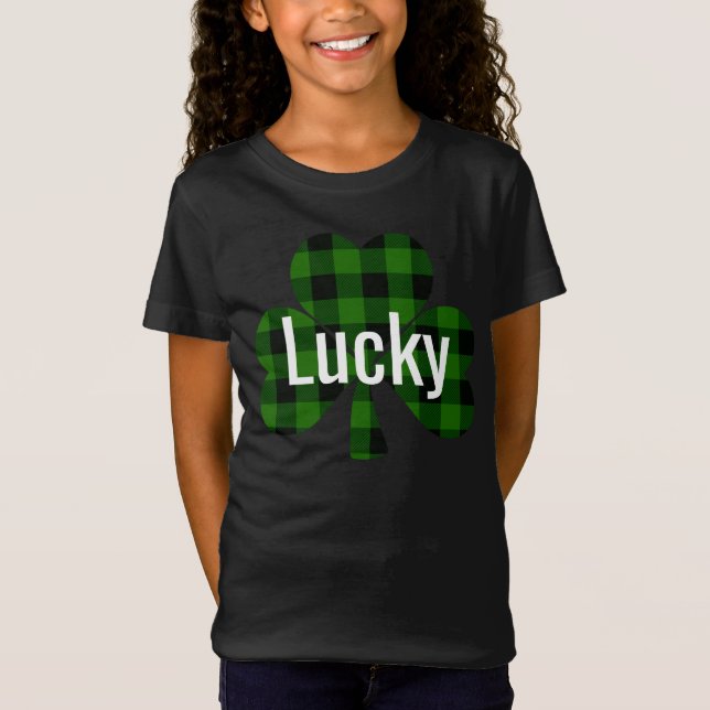 Lucky St. Pattys Shamrocks | Utbetald grönt T Shirt (Framsida)