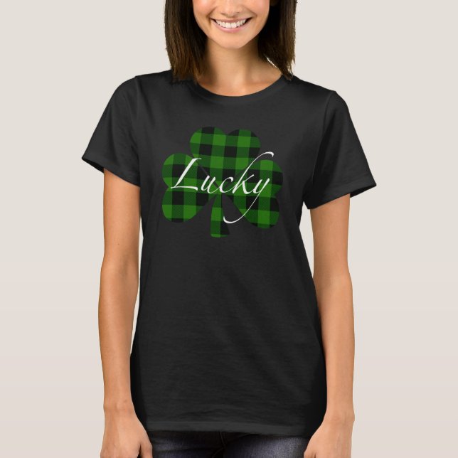Lucky St. Pattys Shamrocks | Utbetald grönt T Shirt (Framsida)