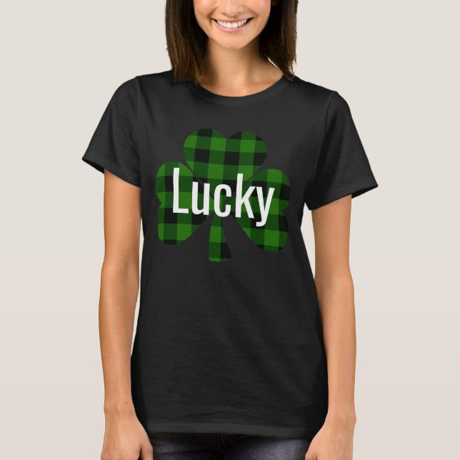 Lucky St. Pattys Shamrocks | Utbetald grönt T Shirt (Framsida)