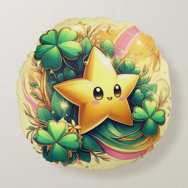 Lucky Star Round Pillow Rund Kudde (Framsidan)