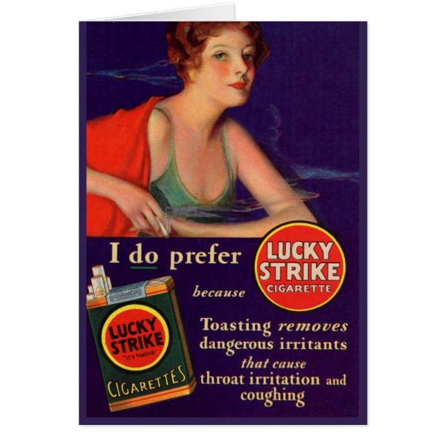 Lucky Strejkas 1920-talets cigarett och OBS Kort (Framsidan)