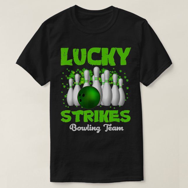 Lucky Strejkas Bowling Team Lycklig Patricks Day T Shirt (Design framsida)