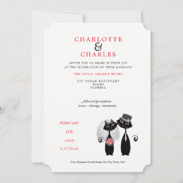 Lucky Svarta katter Bride| Groom Purrr..fect Bröll Inbjudningar