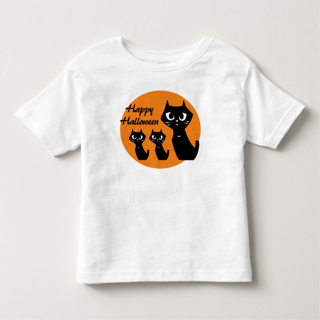 Lucky Svarta katter Halloween Ver. T Shirt (Framsida)