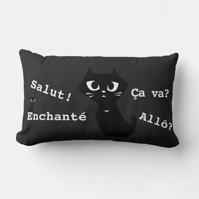 Lucky Svarta katter Hälsning & Speciell R Lumbarkudde (Framsida)