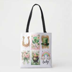 Lucky Symbols Brushstroke, Irish St. Patrick's Day Tygkasse
